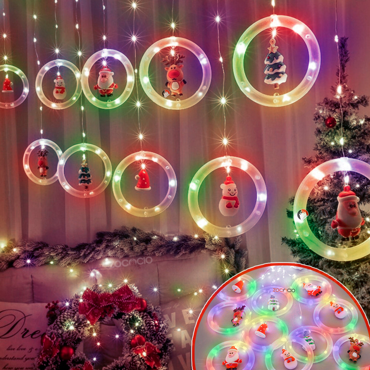 🎄Cortina De Aros Con Figuras Navideñas🎅🏻