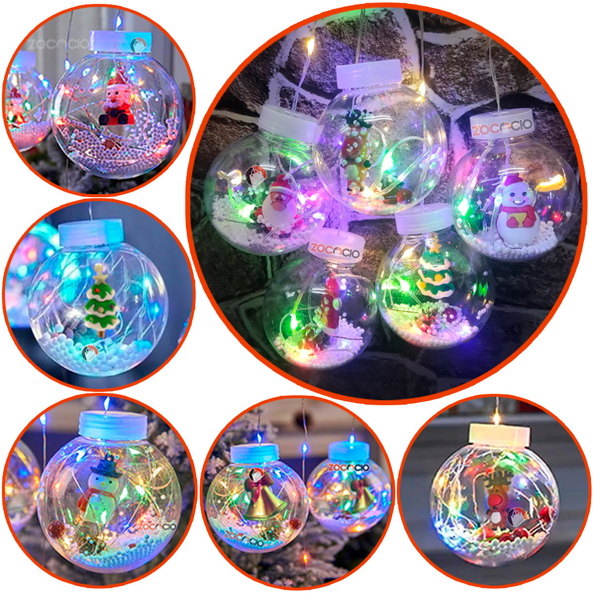 🎄Cortina De Aros y Bolas Con Figuras Navideñas🎅🏻