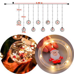 🎄Cortina De Aros y Bolas Con Figuras Navideñas🎅🏻