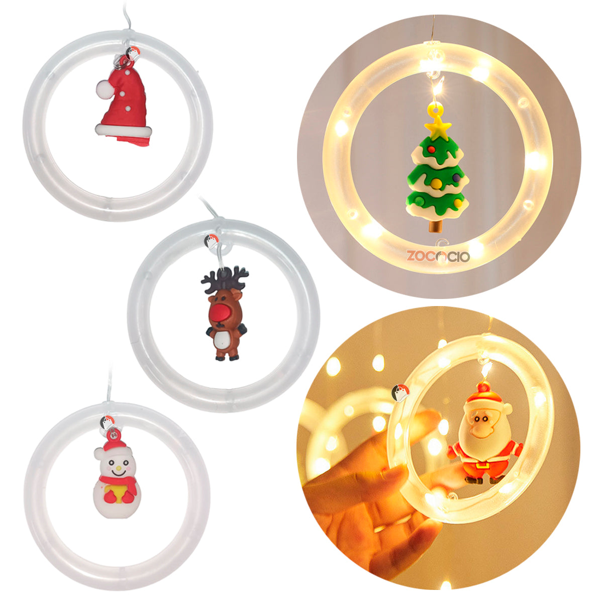 🎄Cortina De Aros y Bolas Con Figuras Navideñas🎅🏻