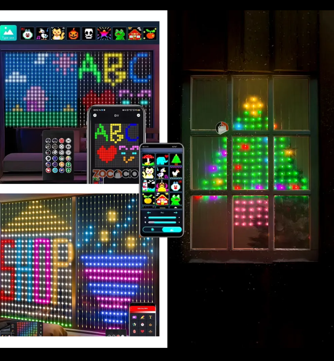 🎄Cortina Luces Led Figuras Navideñas🎅🏻