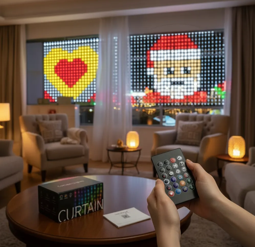 🎄Cortina Luces Led Figuras Navideñas🎅🏻