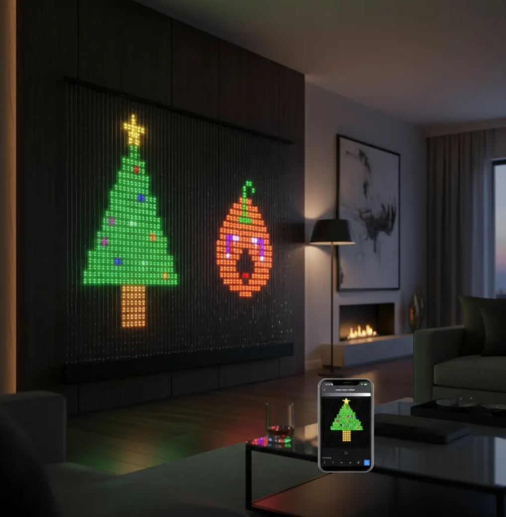 🎄Cortina Luces Led Figuras Navideñas🎅🏻