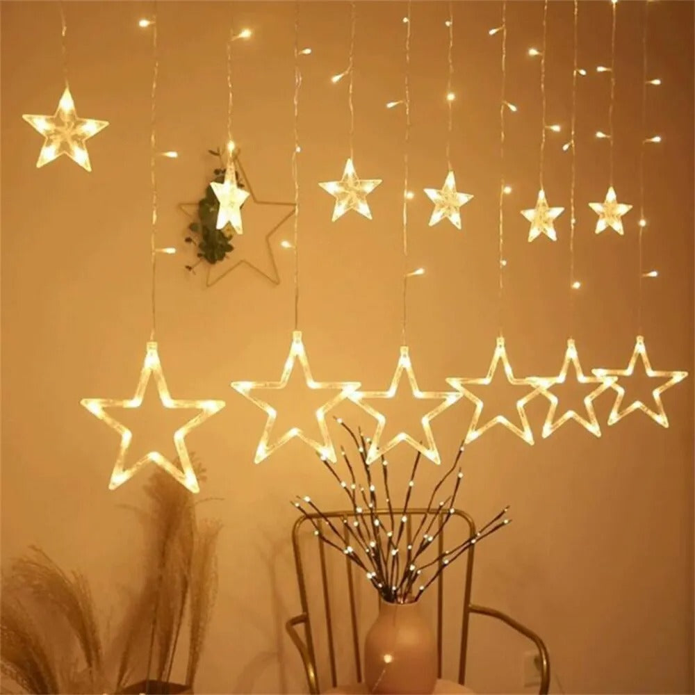 🎄🎅🏻Hermosa Cortina Luces Led Estrella 6 y 3 Metros⭐