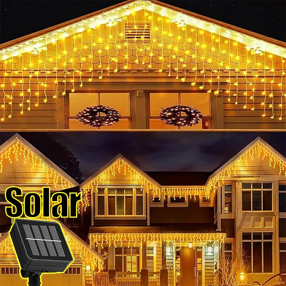 🎄🎅🏻Cortina De Luces Led Navideñas Panel Solar🎄🎅🏻